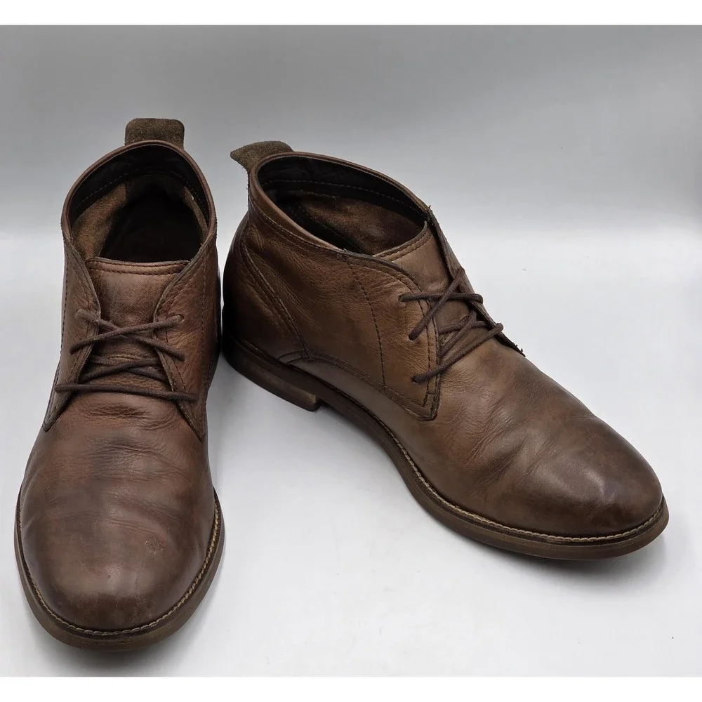 Cole Haan York Chukka Boots Mens 11.5M Brown Distressed Leather C11847